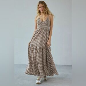 Gingham Smocked Maxi Sundress